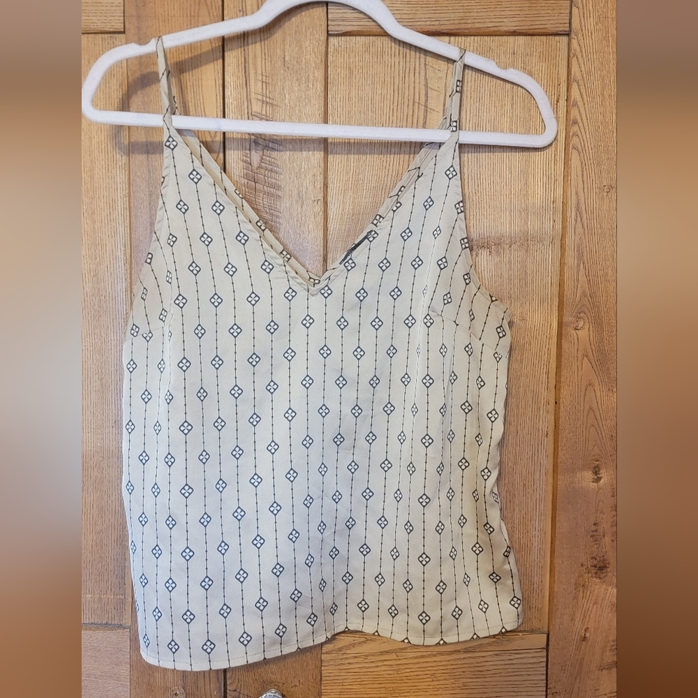 Women’s Cream Patterned V-Neck Cami Top